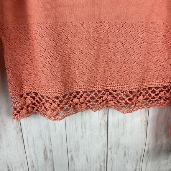 House of Harlow 1960 x Revolve peach knit crochet open sleeve sweater top XS - Picture 3 of 9